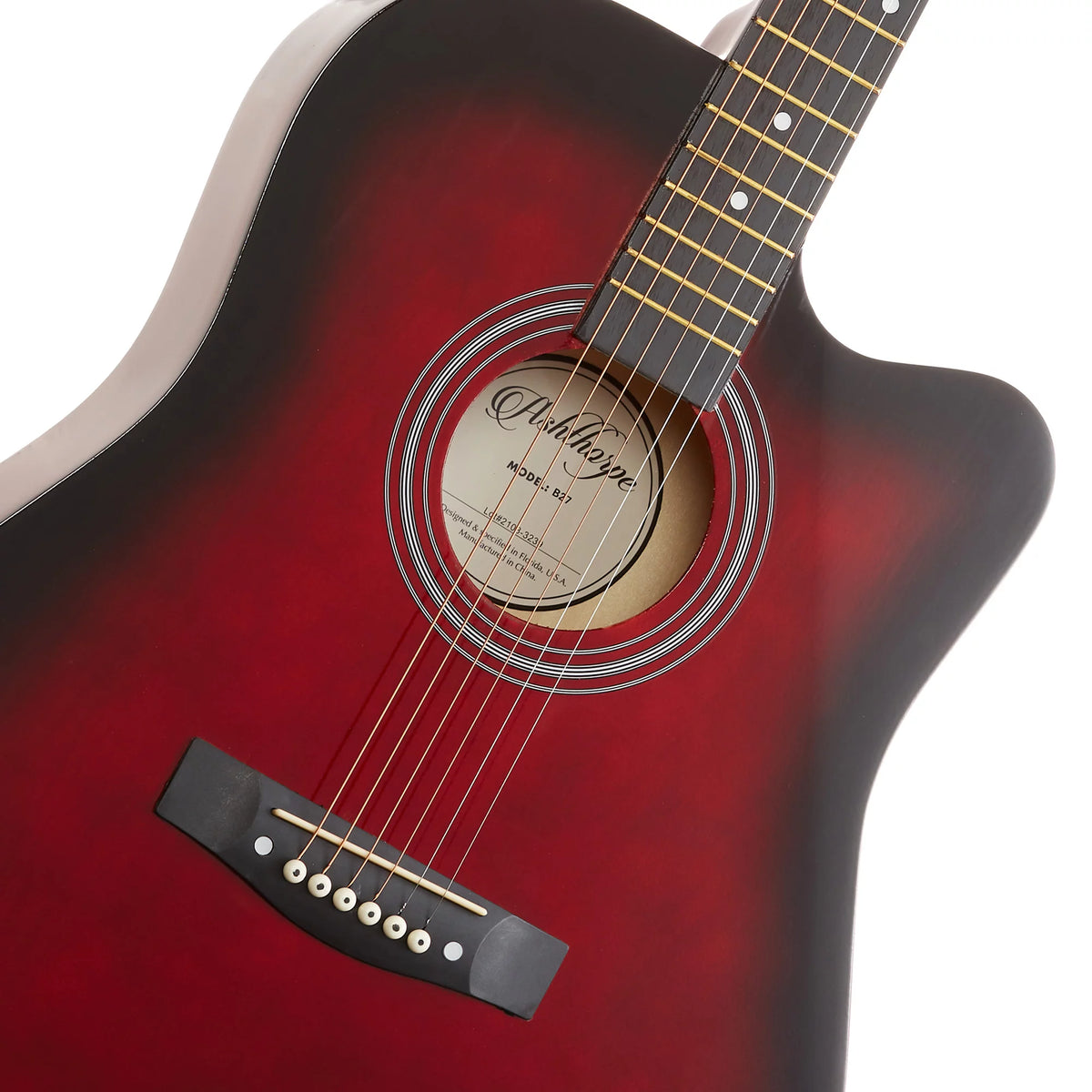 41-Inch Beginner Acoustic Guitar Starter Package, Red W711