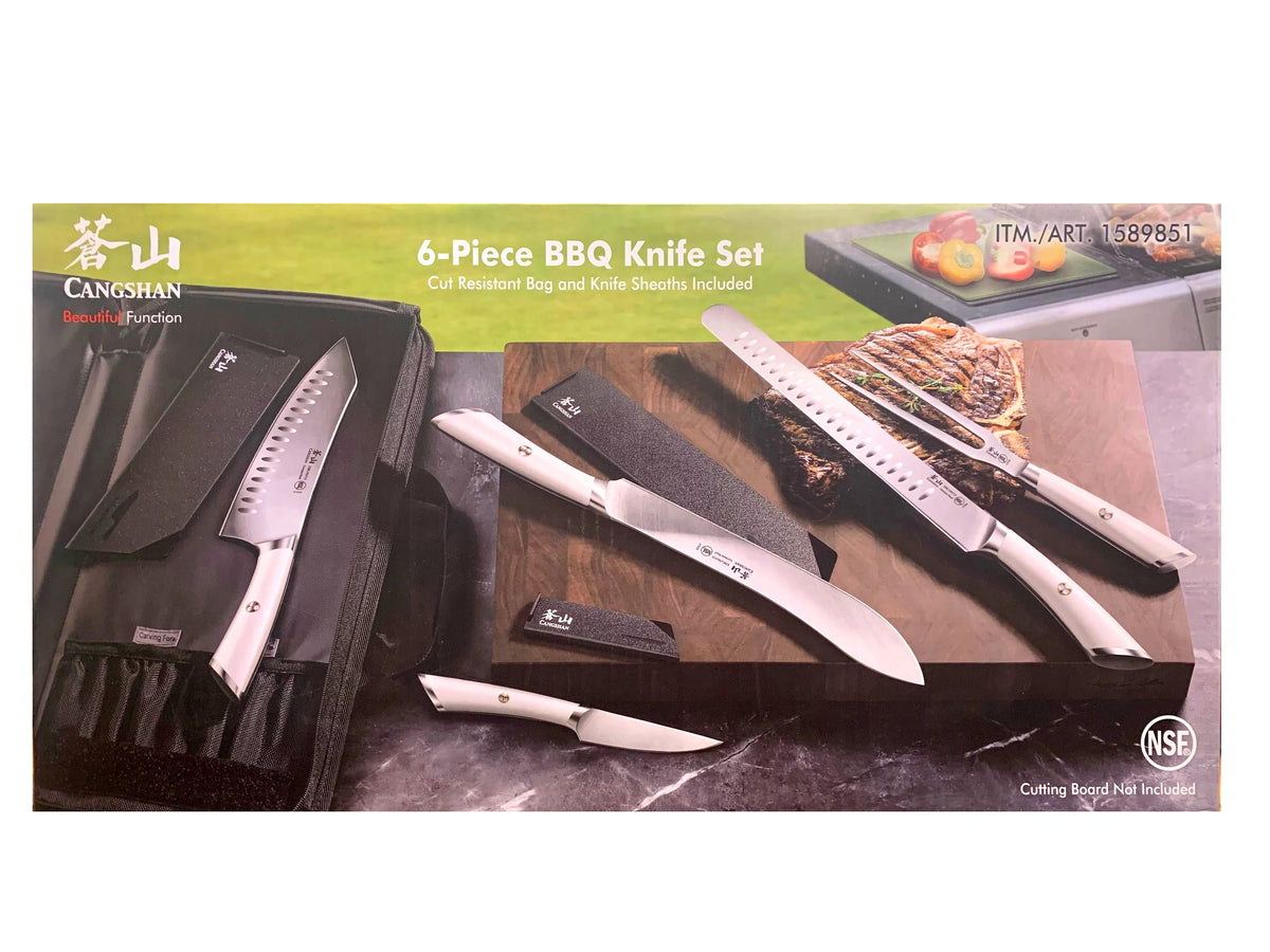 6 Pc German Steel Barbecue Knife Set with Sheath X6694