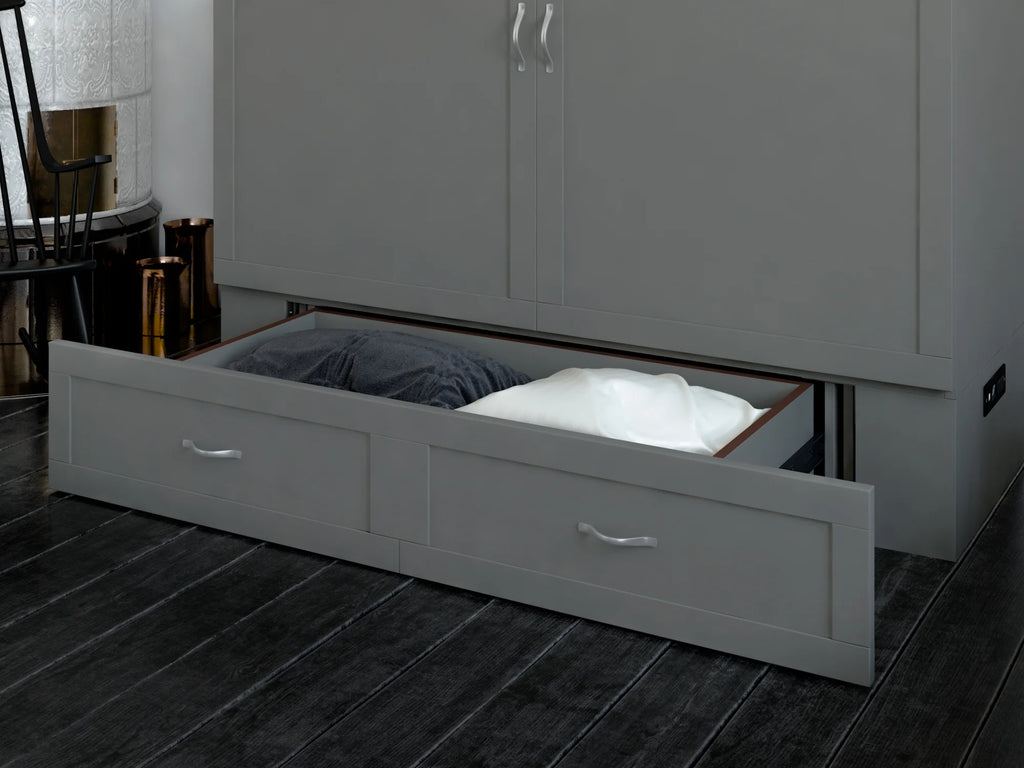 Queen Solid Wood Murphy Bed Chest with Mattress Y289