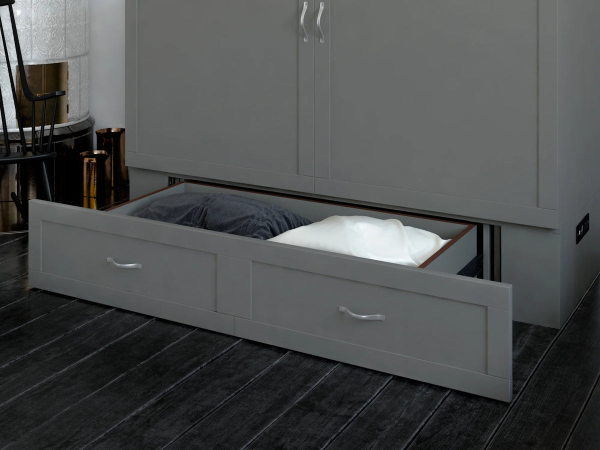 Queen Solid Wood Murphy Bed Chest with Mattress Y289