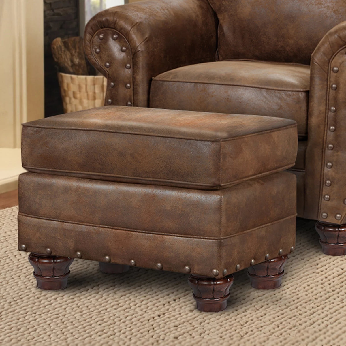 Ottoman with Nail Head Accents V87214