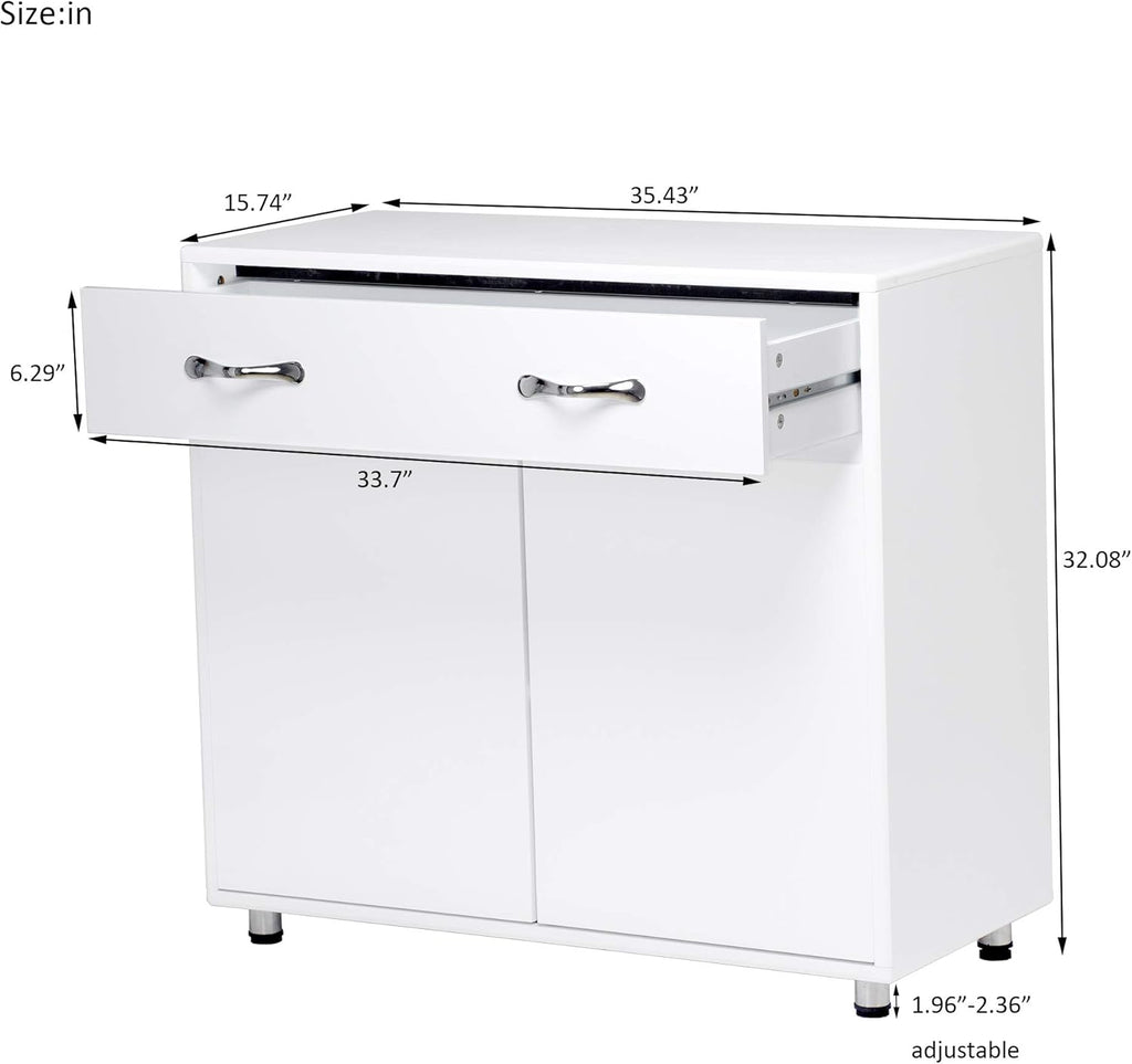 White Console Table with Drawer & Two Shelves F492