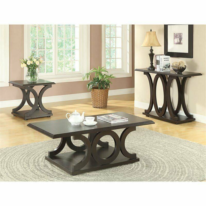 Cappuccino C Shaped Console Table J94431