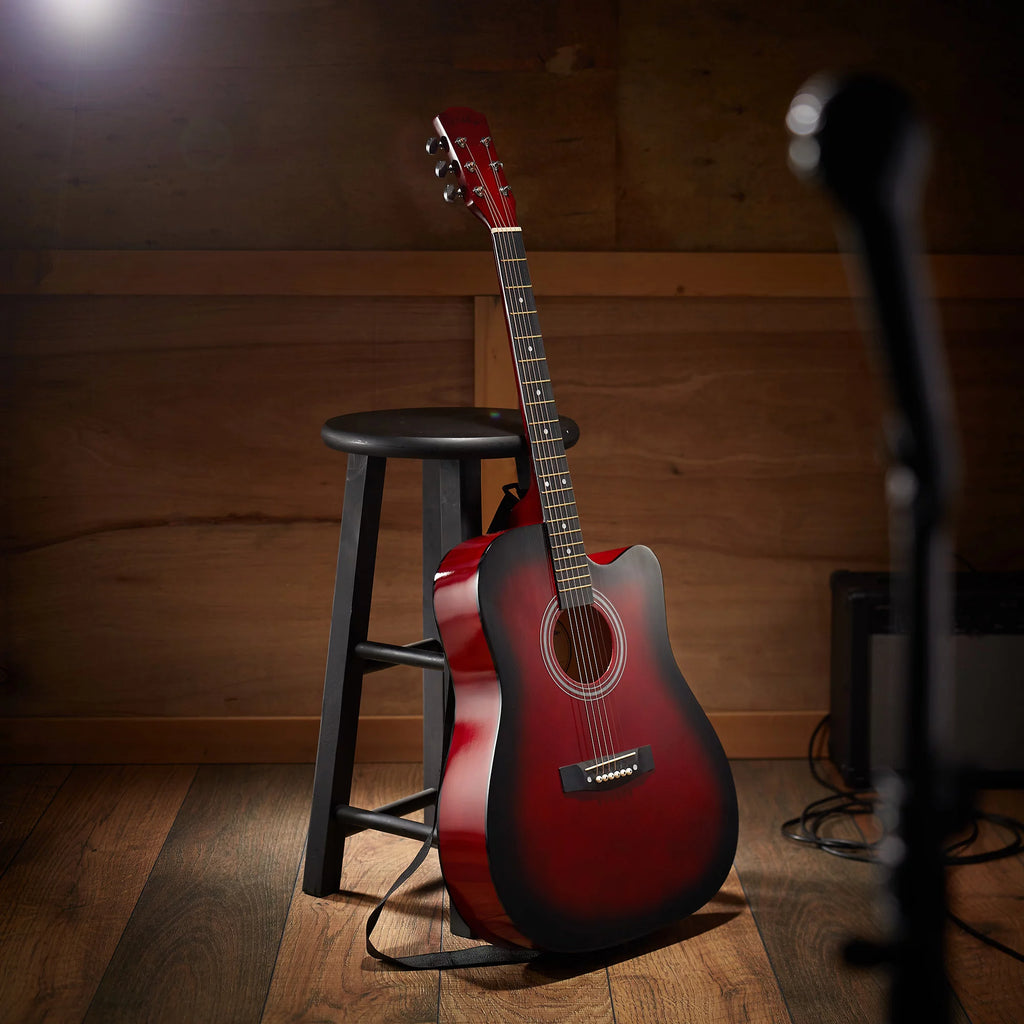 41-Inch Beginner Acoustic Guitar Starter Package, Red W711