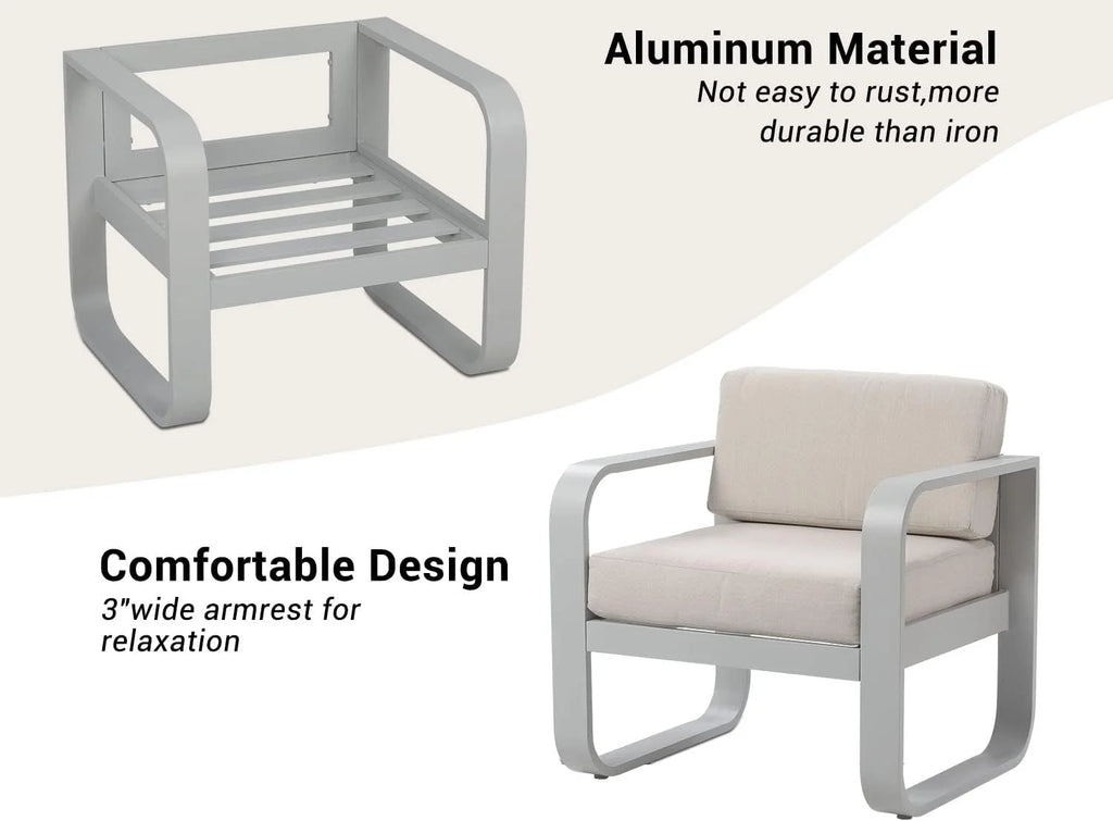 4 Piece Metal Outdoor Furniture Set with Cushions R7078