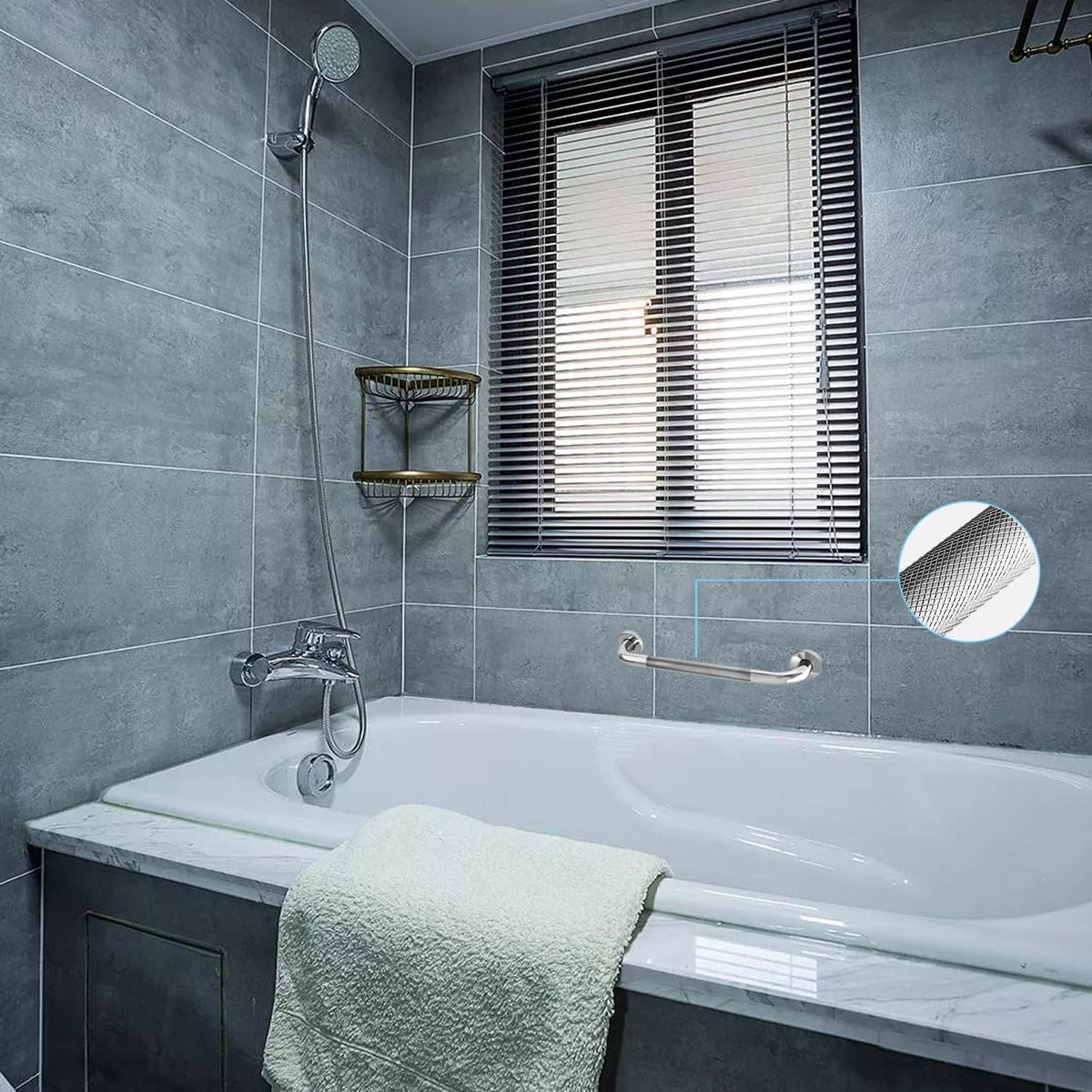 12 Inch Chrome Stainless Steel Shower Grab Bars X268309