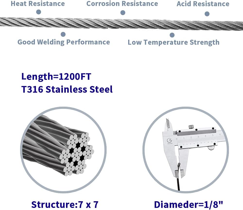 1/8 T316 Stainless Steel Cable 1000FT M9722