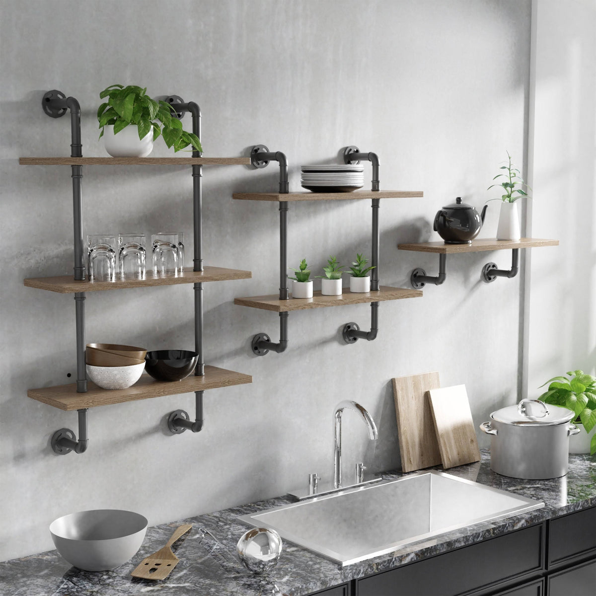 Floating Ladder Wall Shelf - 2-Tier A8836