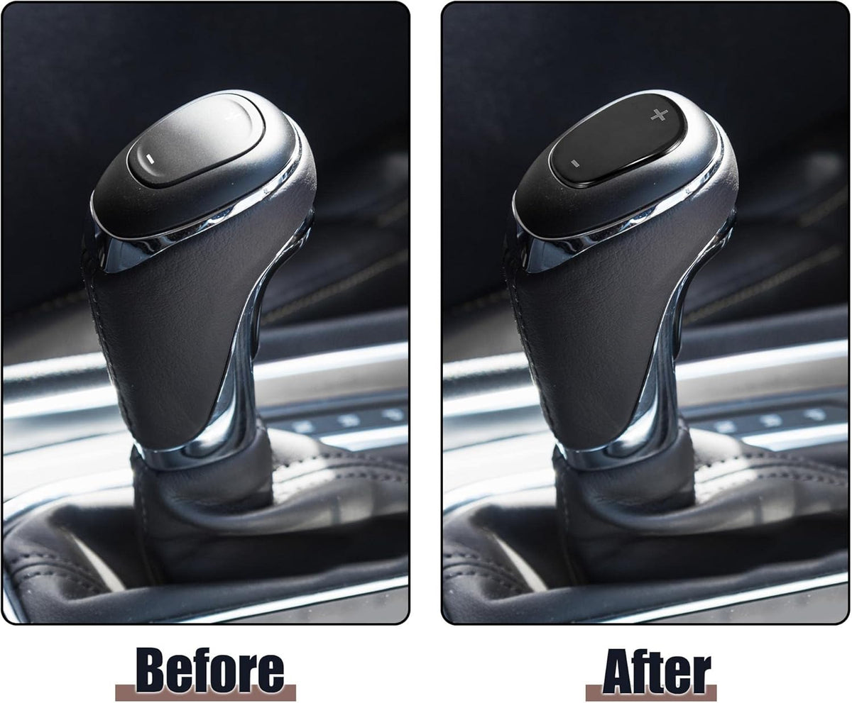 Car Gear Shift Knob Cover Sticker Stainless Steel Black Pack of 2 D7990