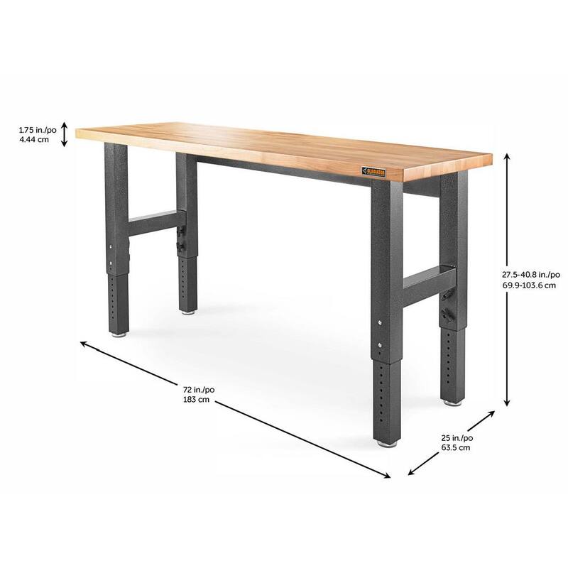Adjustable Height Birch Top Workbench Y162795