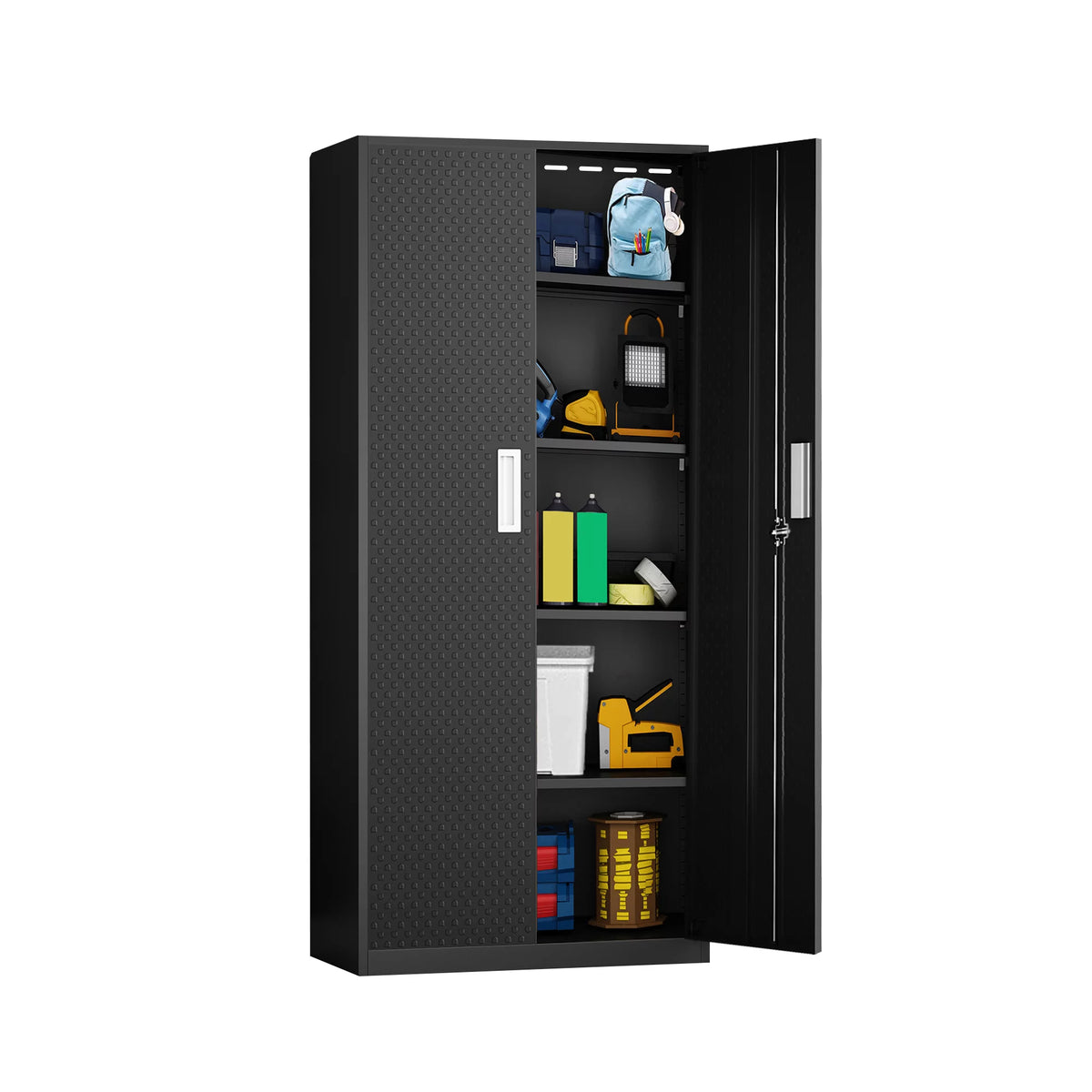 Tall Metal Storage Garage Cabinets with Locking Doors and 4 Adjustable Shelves K52099