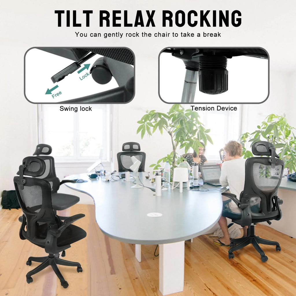 Black Mesh Ergonomic Office Chair with Headrest C3324