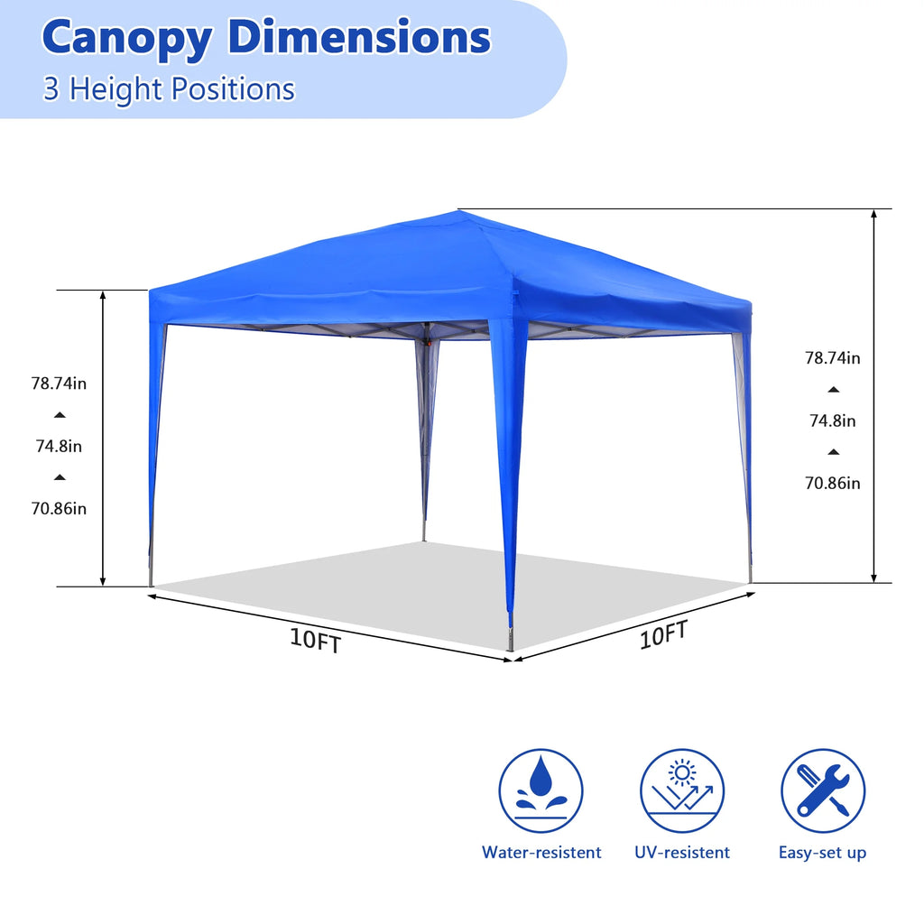 10 ft x 10 ft White Pop Up Canopy Tent with Carry Bag R5536