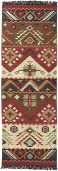 Wool Dark Brown 2x8 Runner Area Rug E738874