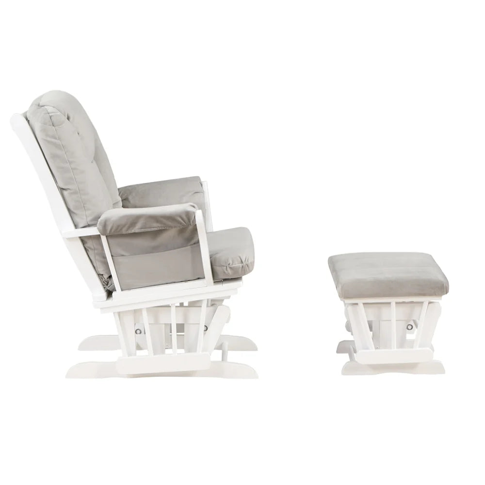 White Solid Wood Glider Chair and Ottoman B1518