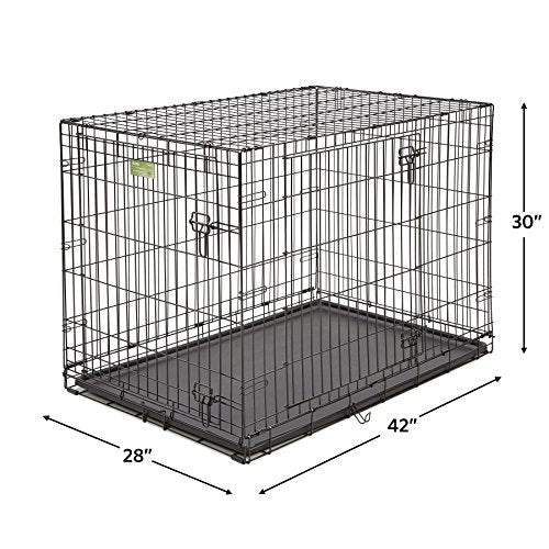 42-inch Double Door Dog Crate with Pet Bed, 2 Bowls and Privacy Cover Z748239