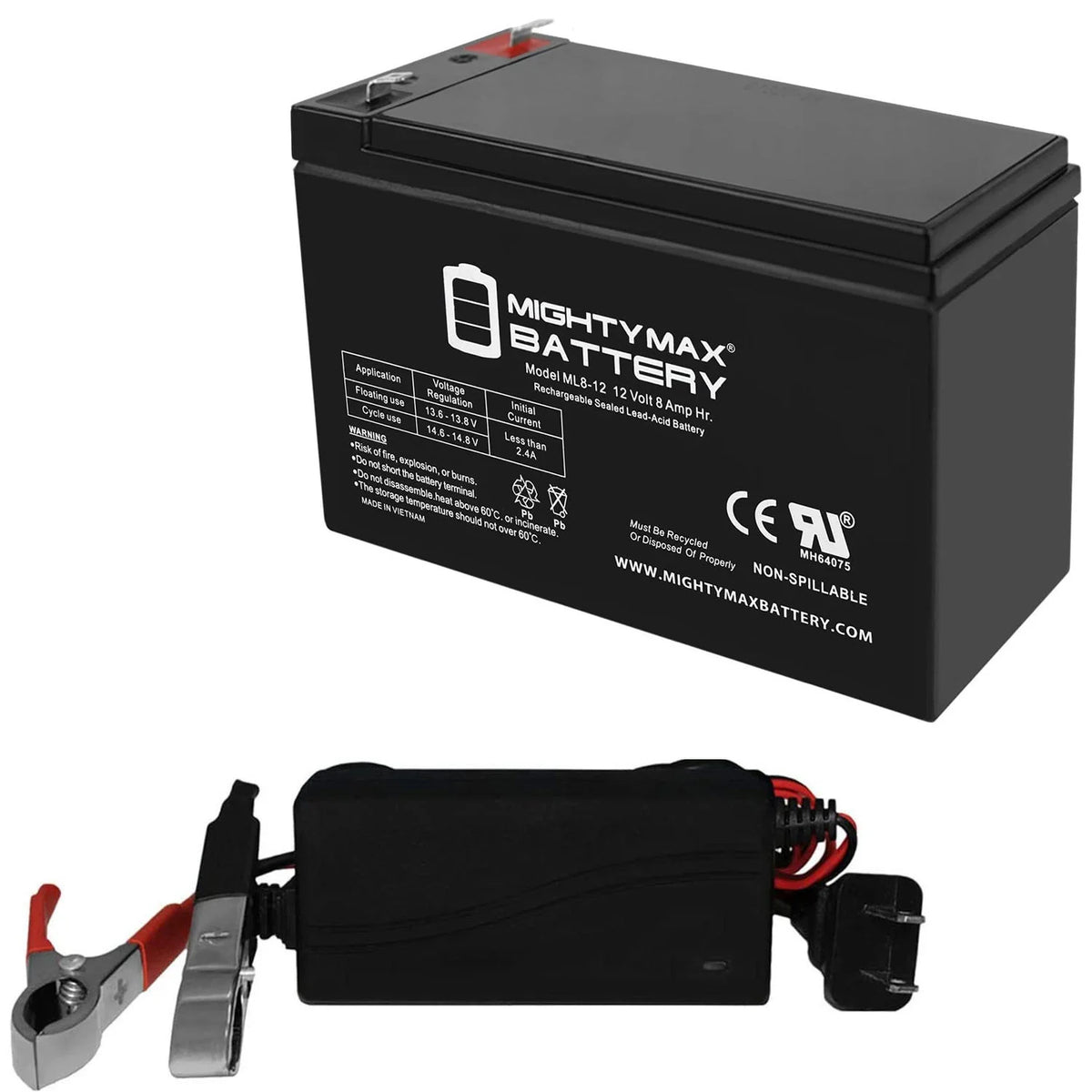 12V 8AH SLA Battery with Charger E1600