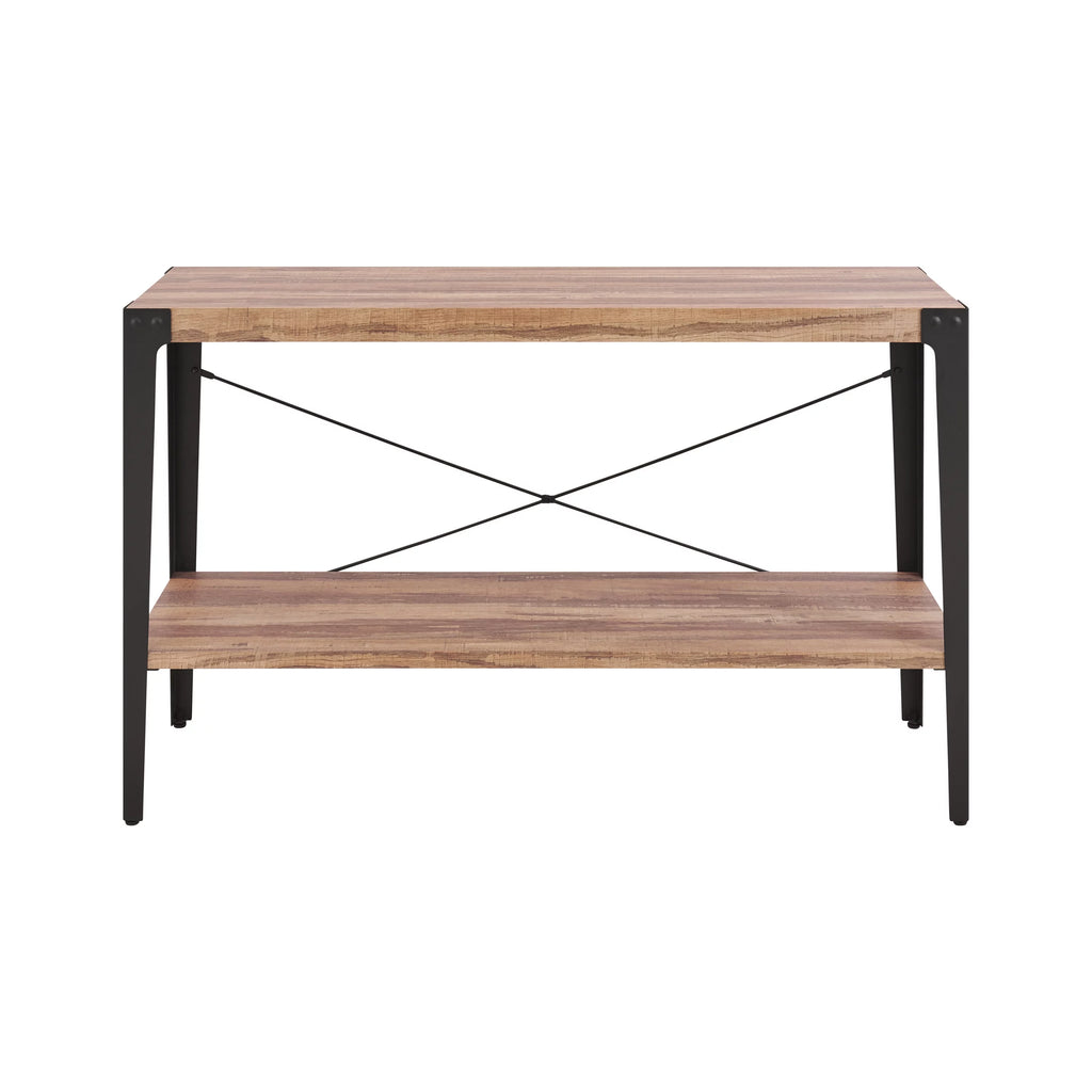 Industrial Console Table with Metal Legs and Distressed Wood Finish T734