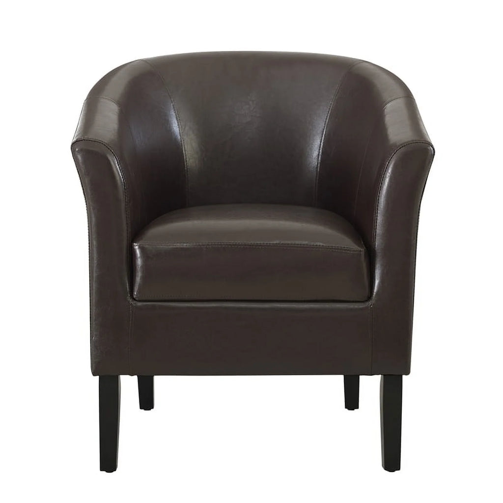 Brown Faux Leather Barrel Club Chair X750