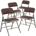 Beige Brown Fabric Folding Chair 4-Pack Y65188