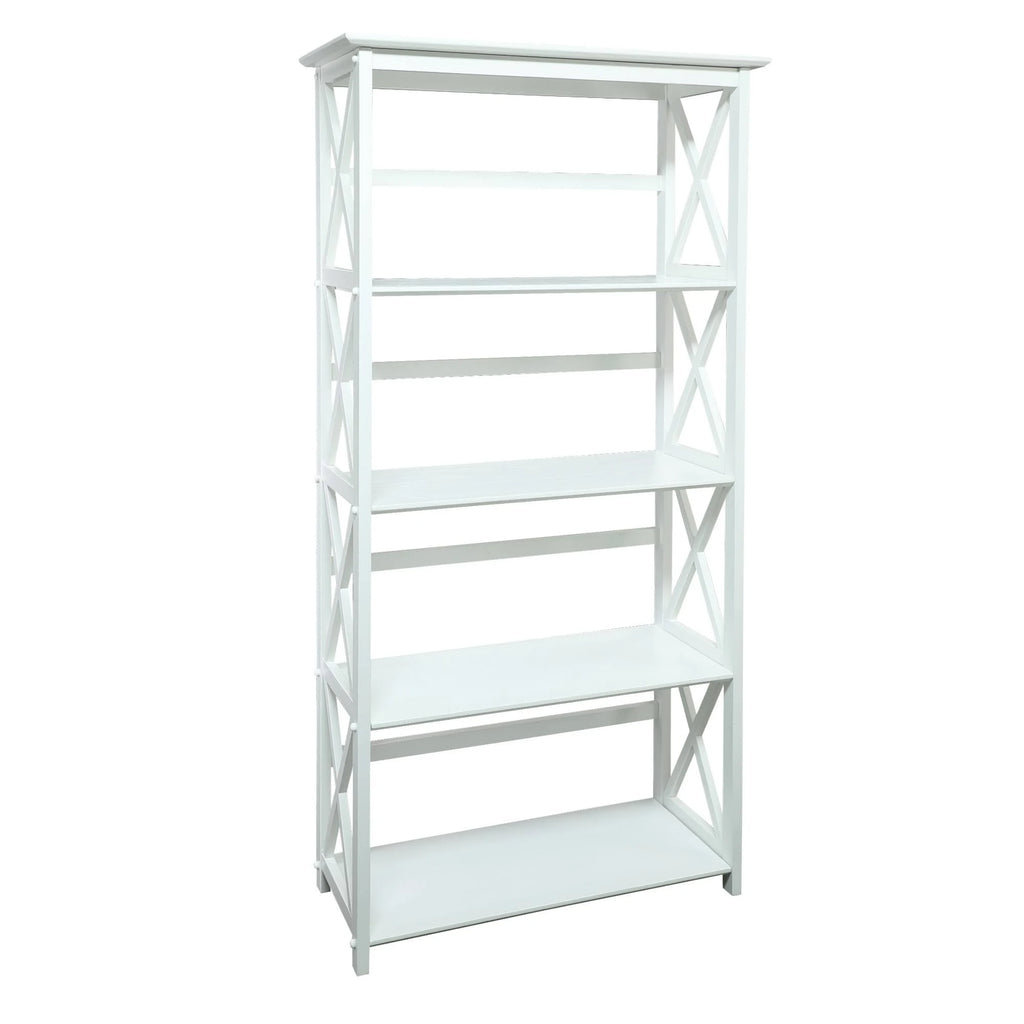 White 5 Shelf Bookcase D996