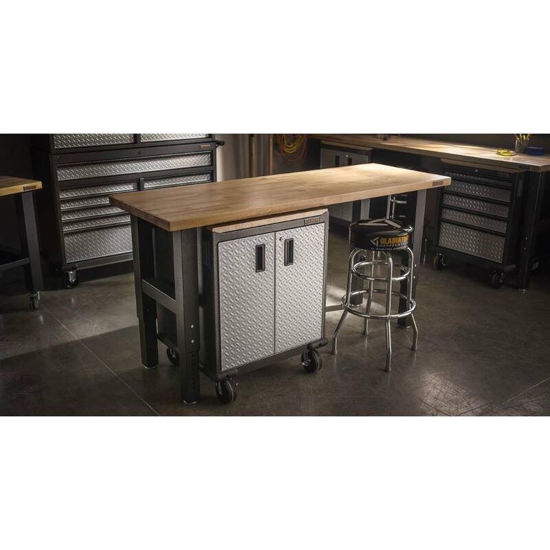 Adjustable Height Birch Top Workbench Y162795
