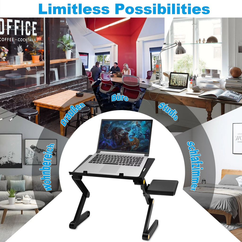 Black Adjustable Folding Laptop Desk Z8157