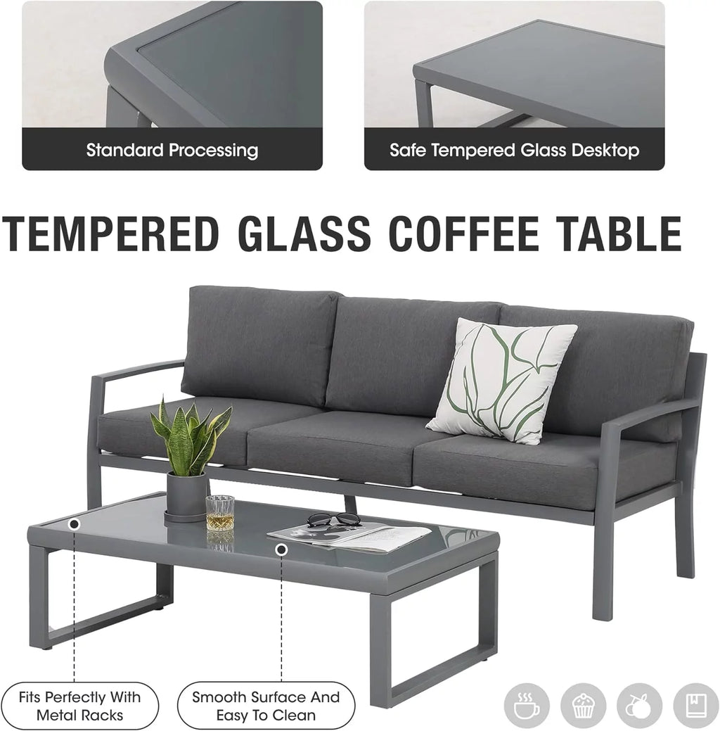 4 Piece Metal Outdoor Furniture Set with Cushions R7078