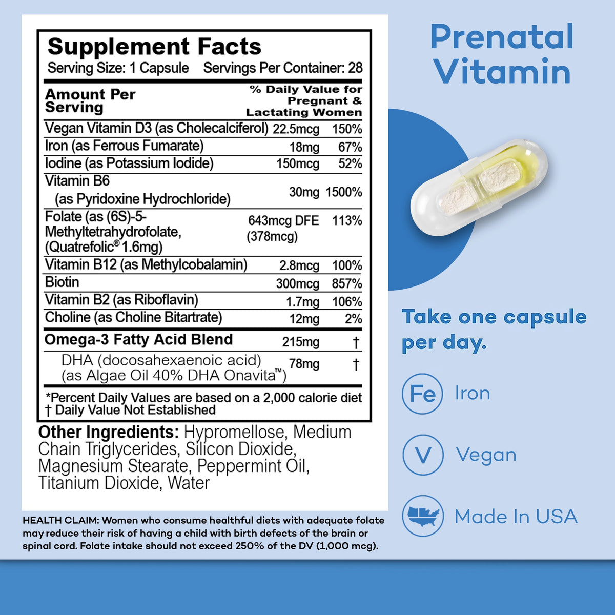 Prenatal Vitamins 28 Capsules W89755