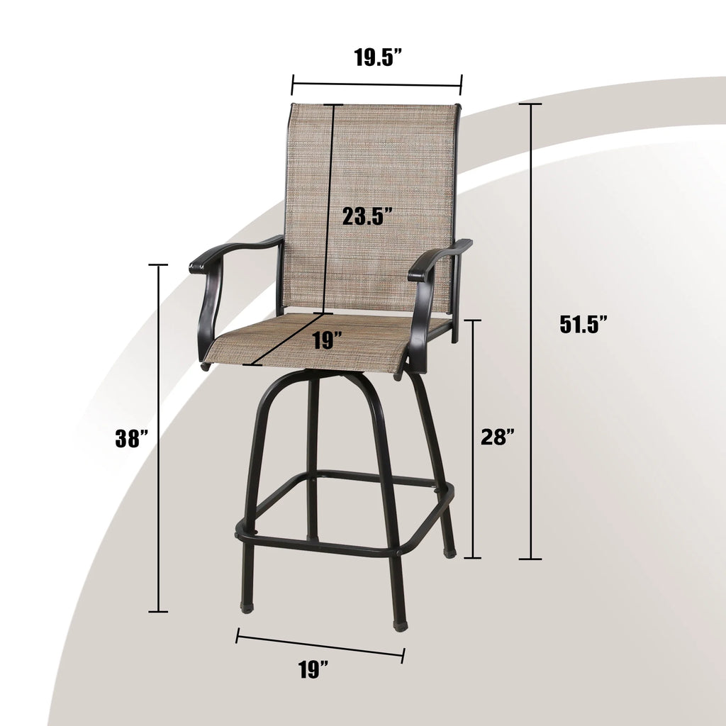 4-Piece Outdoor Swivel Bar Stools with High Back and Armrest Y131118