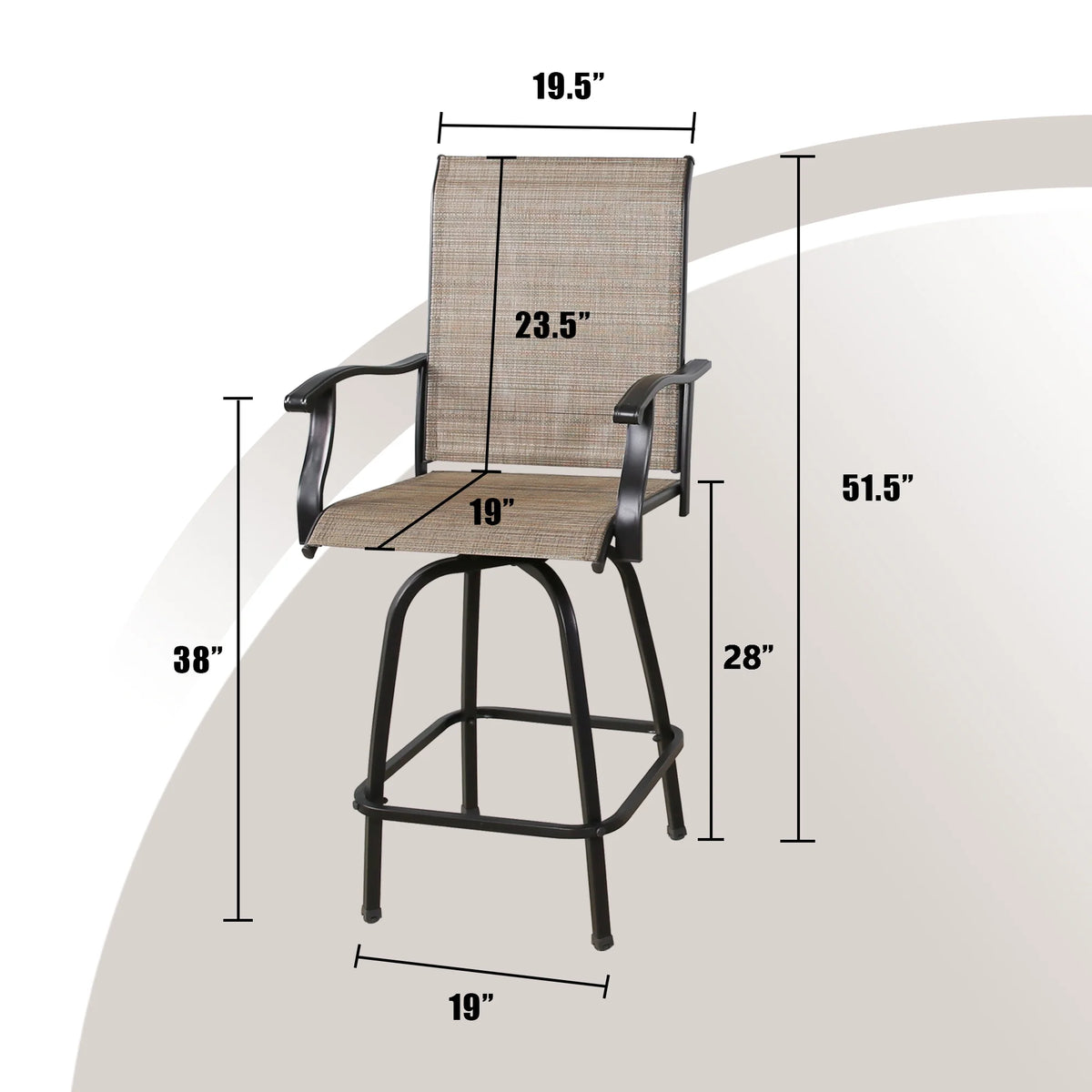 4-Piece Outdoor Swivel Bar Stools with High Back and Armrest Y131118