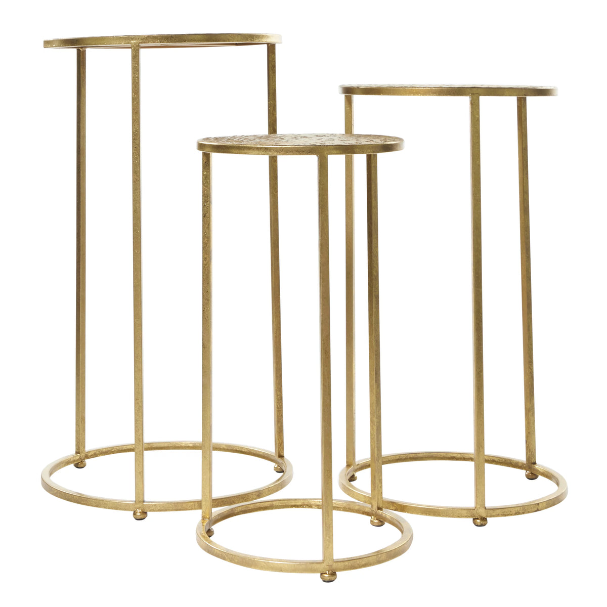 16" x 28" Gold Metal Nesting Accent Table, 3-Pieces W8099