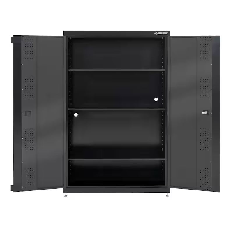 3-Shelf Welded Steel Floor Cabinet in Black and Gray K399