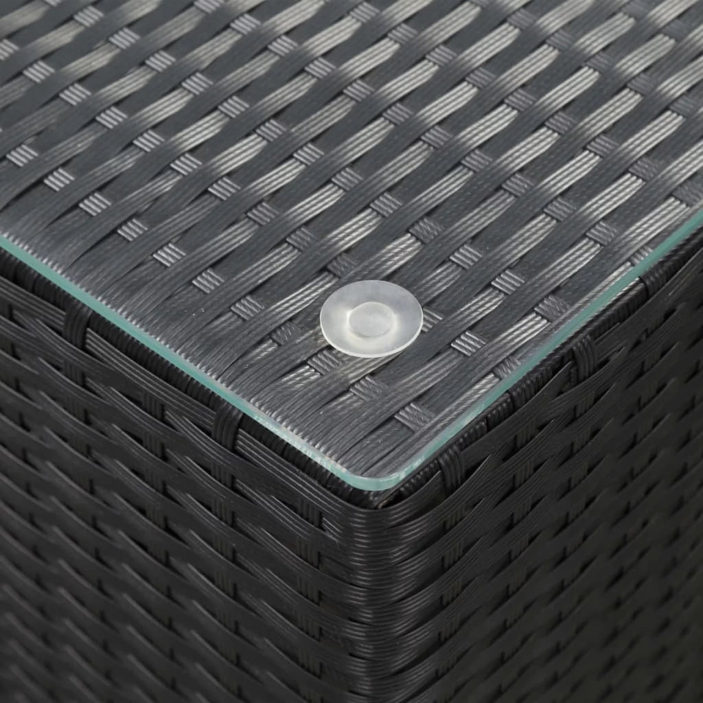 Black Glass Poly Rattan Side Table Z7500