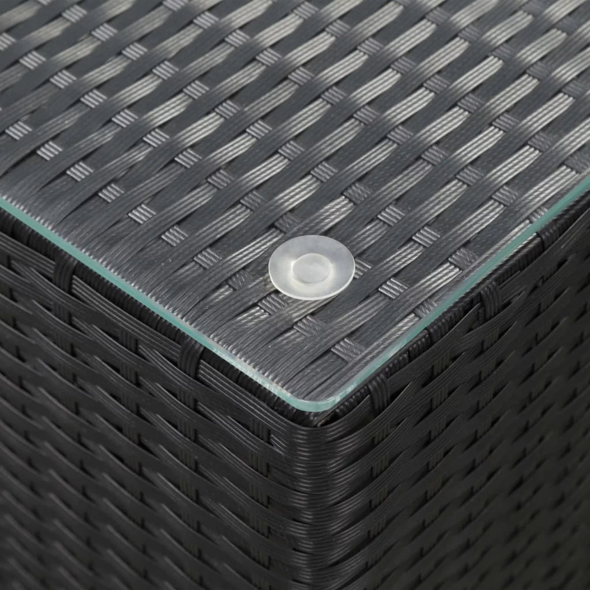 Black Glass Poly Rattan Side Table Z7500