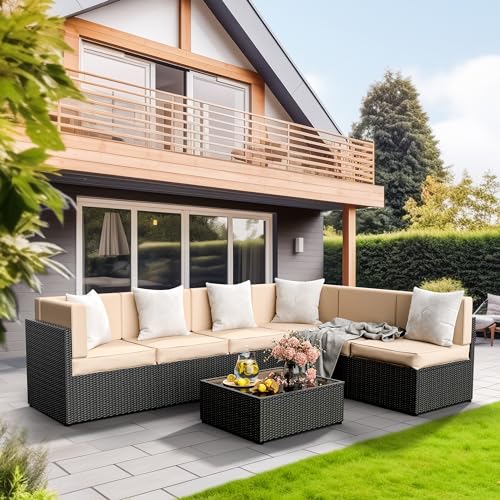 7 Pieces Wicker Patio Sectional Sofa Set with Coffee Table C116669