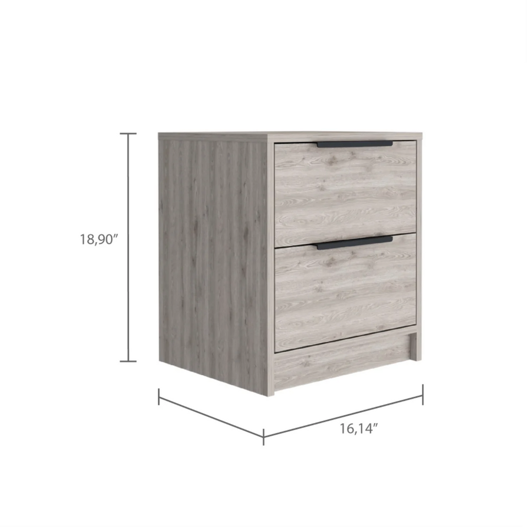Light Gray 2 Drawer Nightstand with Metal Handles A568195