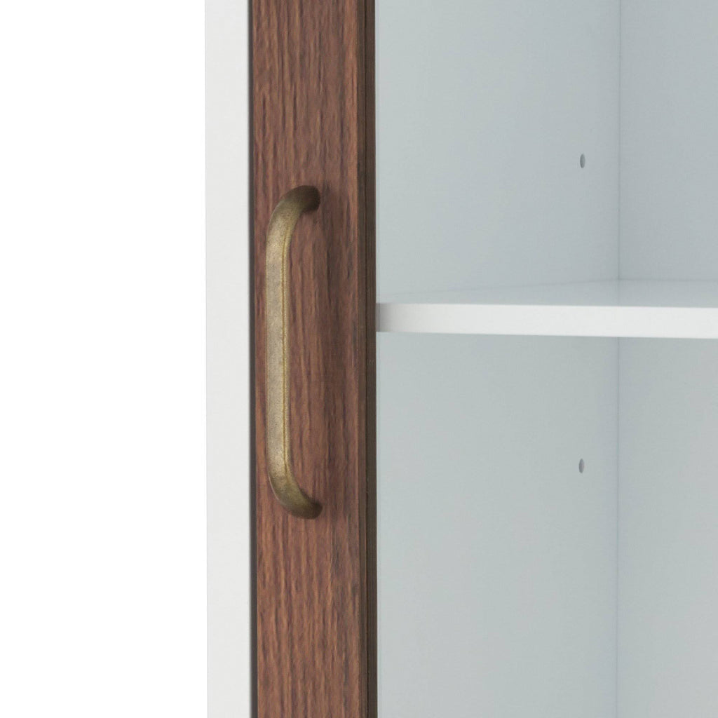 Walnut and White Wooden Linen Tower Cabinet H815251