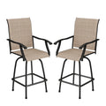 Outdoor High Bar Bistro Chair and Tempered Glass Table Set of 3, Light Brown, Steel R817