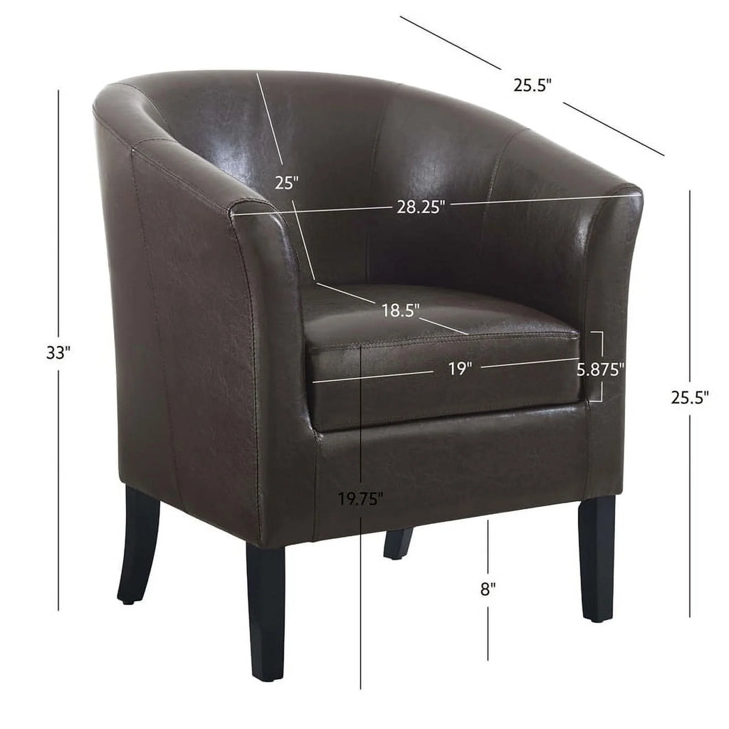 Brown Faux Leather Barrel Club Chair X750
