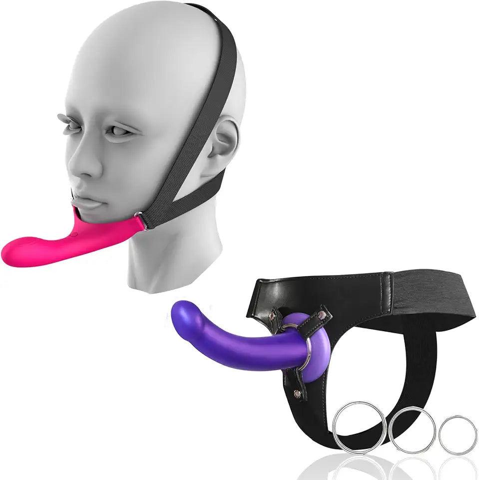 Adjustable Strap-On Harness with 7.5” Curved Liquid Silicone Dildo A59699