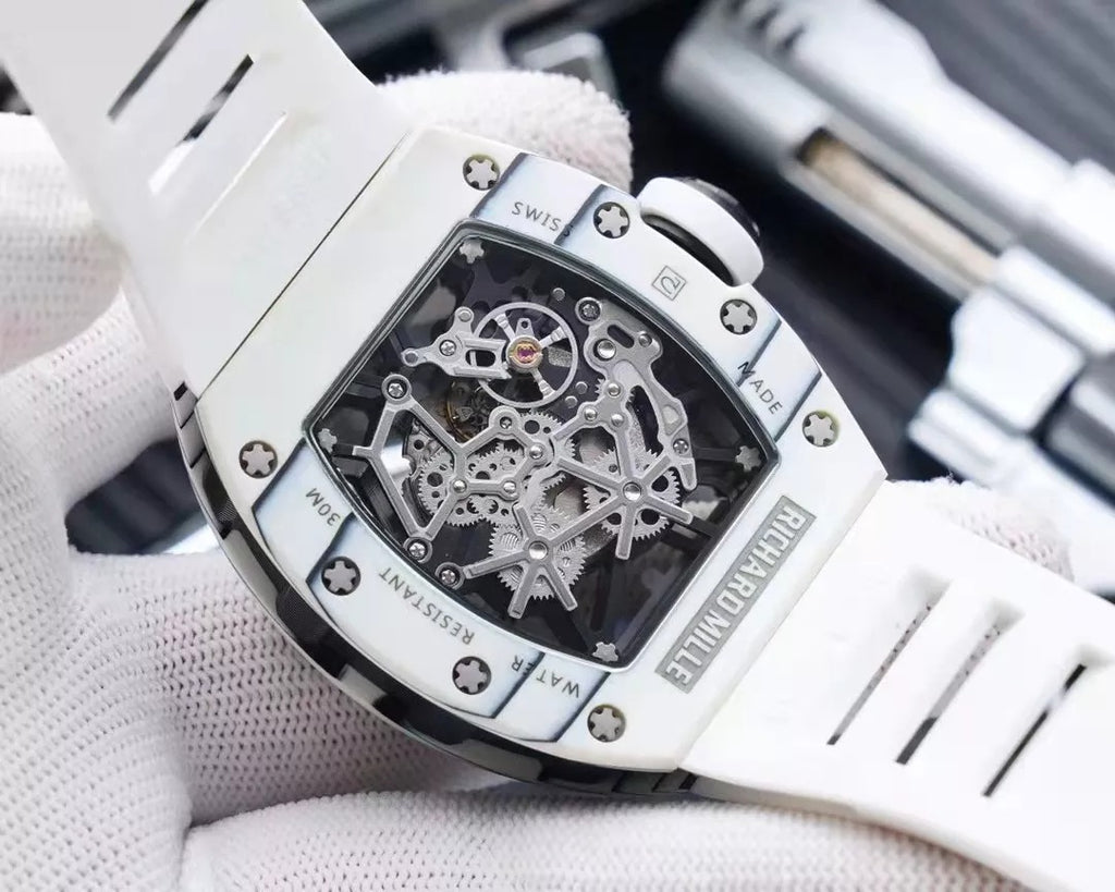 White Dial White Bezel White Rubber Strap Watch X3248