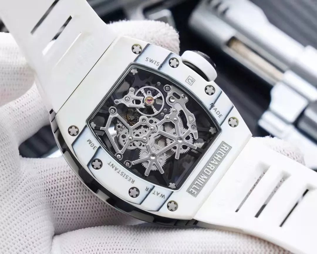 White Dial White Bezel White Rubber Strap Watch X3248
