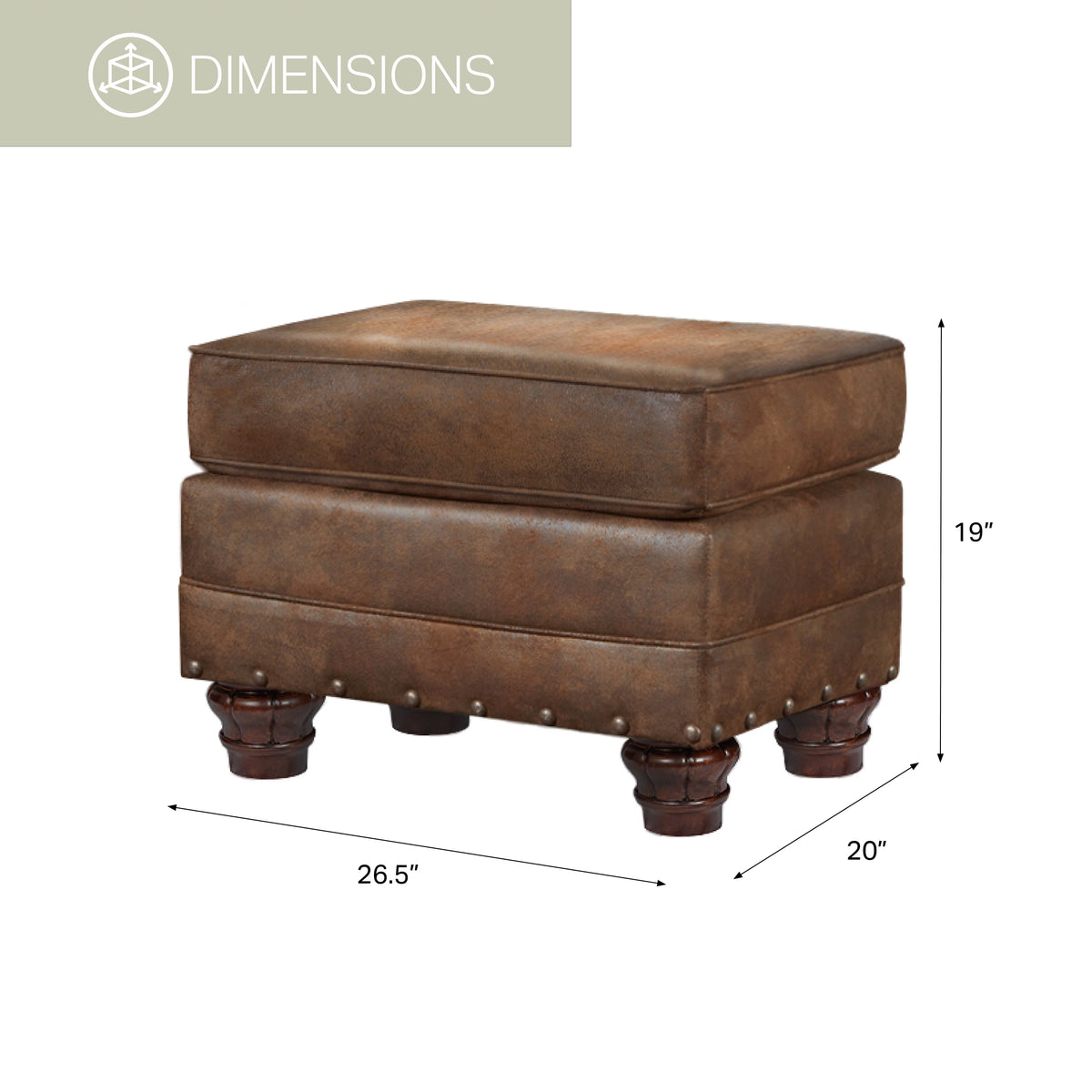 Ottoman with Nail Head Accents V87214