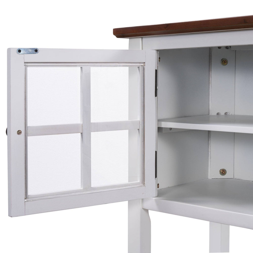 Modern Console Table with 2 Drawer, Cabinet, Shelf, White and Brown Wood B747