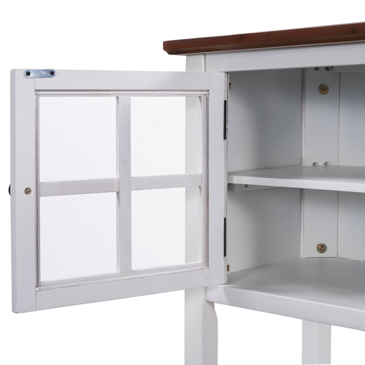 Modern Console Table with 2 Drawer, Cabinet, Shelf, White and Brown Wood B747