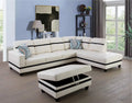 White Faux Leather L-Shaped Sectional Sofa Set T355
