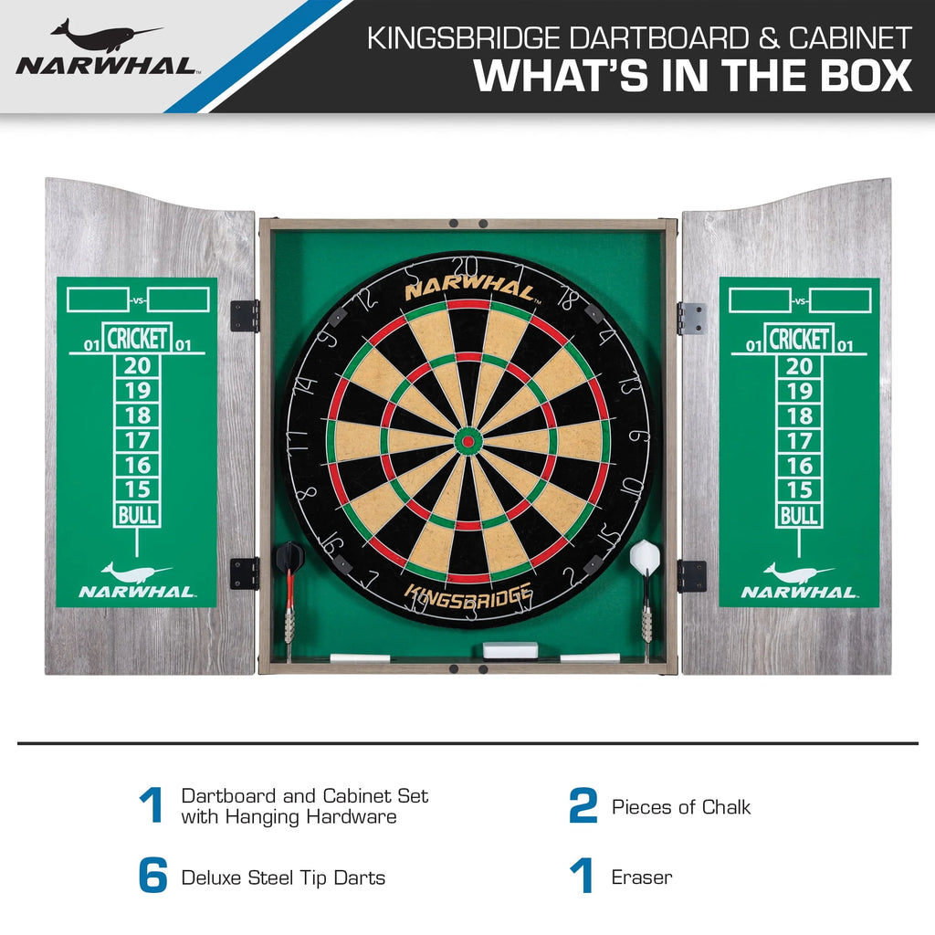 18 in Dartboard and Cabinet Set with 6 Steel Tip Darts H16803