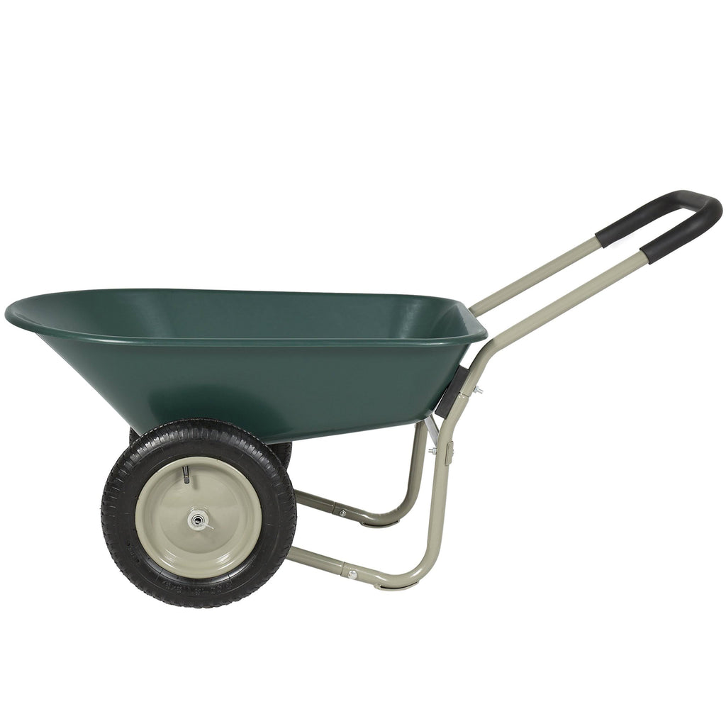 Green Dual Wheel Wheelbarrow Yard Cart Y817