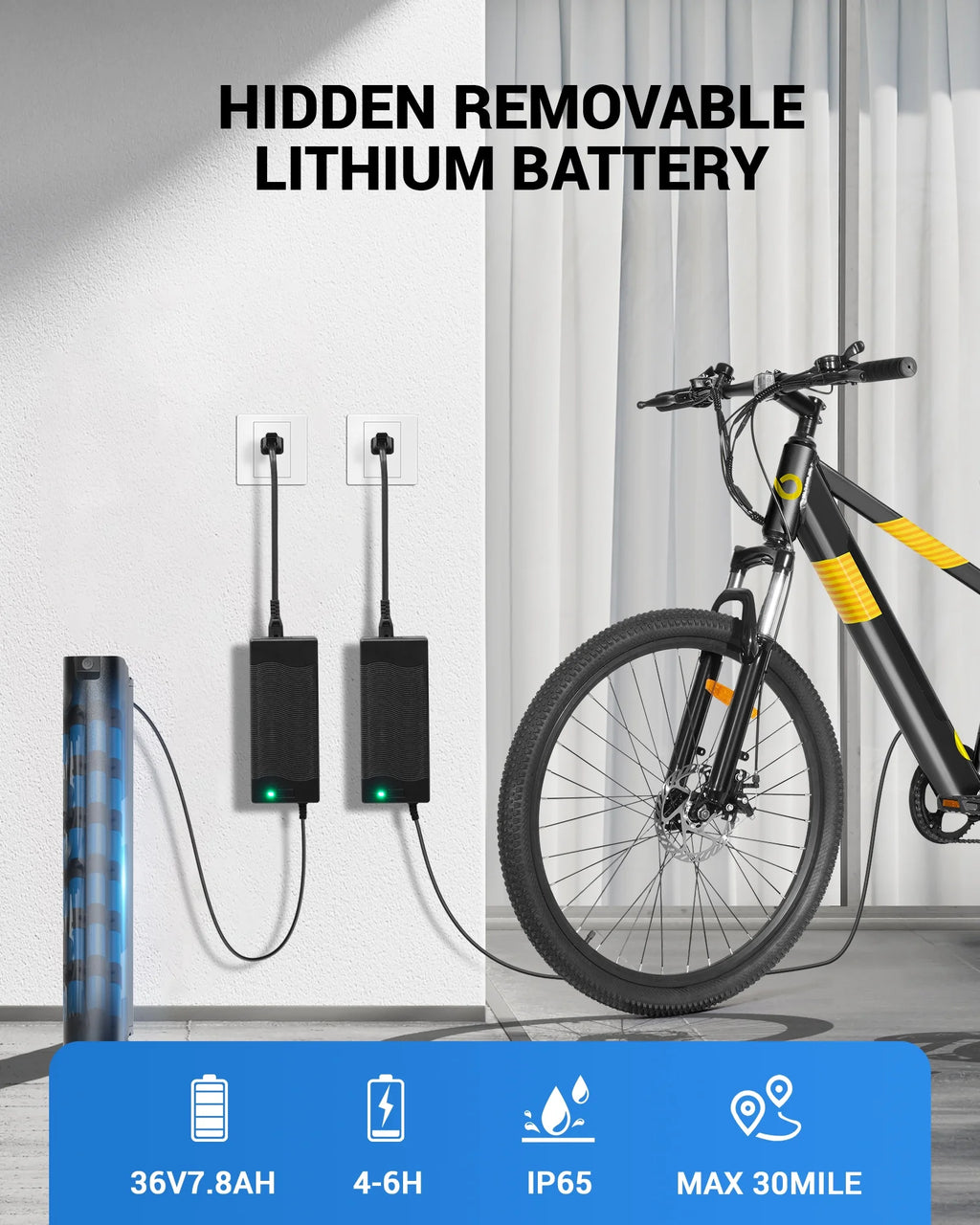 350W 26 Electric Mountain Bike with Removable Battery L28226